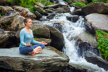 Image showing Woman in Padmasana outdoors