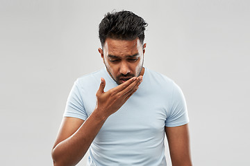 Image showing unhealthy indian man coughing