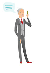 Image showing Senior caucasian businessman with speech bubble.