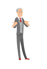 Image showing Confused caucasian businessman shrugging shoulders