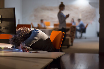 Image showing businessman relaxing at the desk