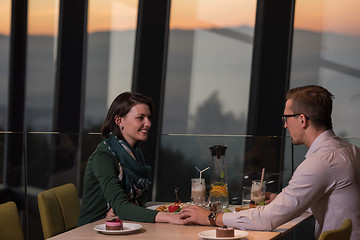 Image showing Couple on a romantic dinner at the restaurant