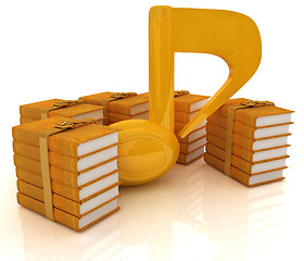 Image showing Music note and books. 3d render