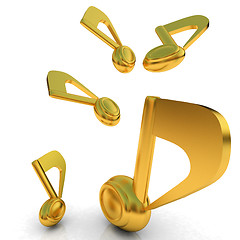 Image showing Gold music notes. 3d render