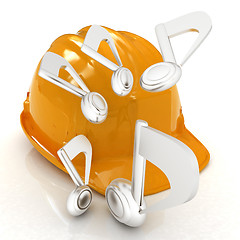 Image showing Music notes and hard hat. 3d render