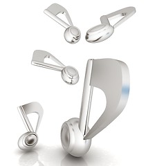 Image showing White metallic music notes. 3d render