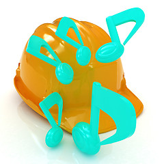 Image showing Music notes and hard hat. 3d render