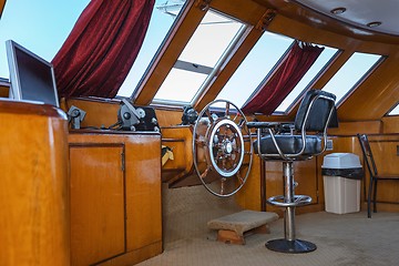 Image showing Cockpit of boat in sunlight