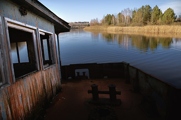 Image showing Damaged boathous at the swamps