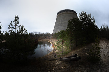 Image showing Cooling Tower of Reactor Number 5 In at Chernobyl Nuclear Power Plant, 2019