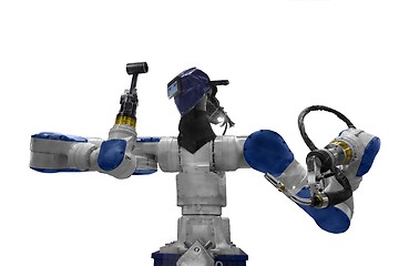 Image showing Automatic robot arm working in industrial environment