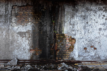 Image showing Abandoned damaged building wall