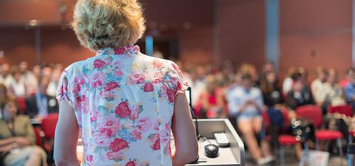 Image showing Female academic professor lecturing.