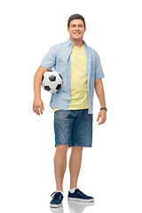Image showing smiling young man with soccer ball
