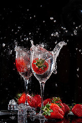 Image showing Strawberry And Water