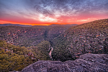 Image showing Sunset over Wollemi Natinal Park Wilderness