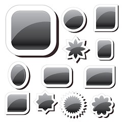 Image showing Set of black shiny badges, black speak tags