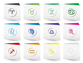 Image showing Set of zodiac icon file folders with zodiac signs on top