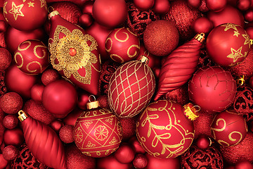 Image showing Red and Gold Christmas Baubles