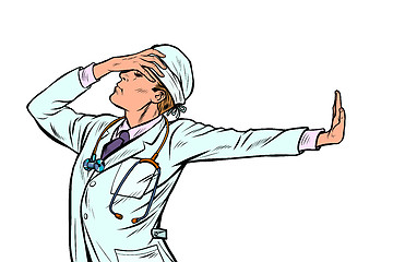 Image showing doctor man medicine. shame denial gesture no