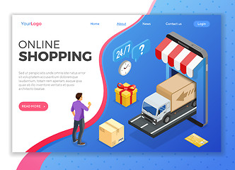 Image showing Internet Shopping Online Delivery Isometric Concept