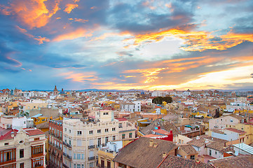 Image showing Sunset skyline of Valencia. Spain
