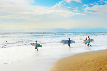 Image showing Group of surfers, Bali island