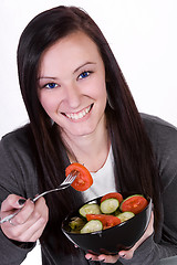 Image showing Beautiful Girl Eating Salad
