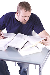 Image showing College Student with Books on the Table Studying