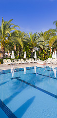 Image showing Poolside in mediterranean resort