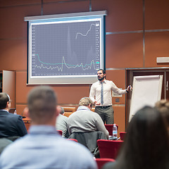 Image showing Speaker Giving a Talk at Business Meeting.