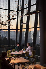 Image showing Couple on a romantic dinner at the restaurant