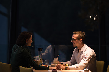 Image showing Couple on a romantic dinner at the restaurant