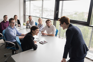 Image showing Group of young people meeting in startup office