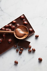 Image showing wooden spoon with chocolate