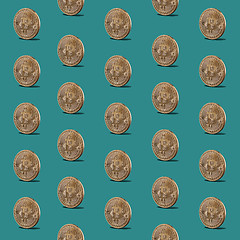 Image showing Pattern seamless of gold coins of bitcoins