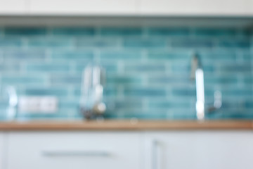 Image showing Blurred kitchen interior, for web design.