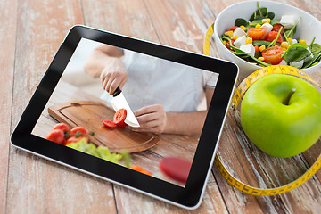 Image showing tutorial cooking video on tablet computer