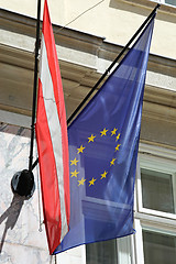 Image showing EU Austria Flags