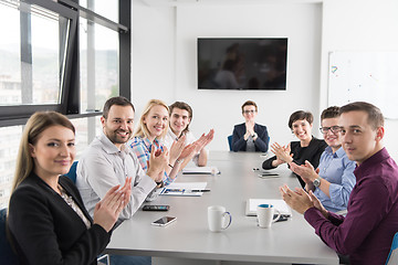 Image showing Group of young people meeting in startup office