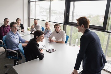 Image showing Group of young people meeting in startup office