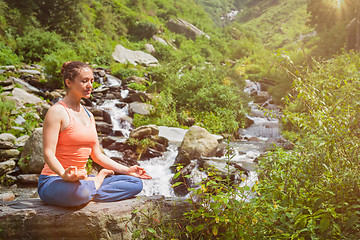 Image showing Woman in Padmasana outdoors