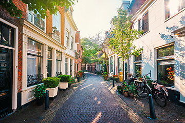 Image showing Street with old houses in Haarlem, Netherlands