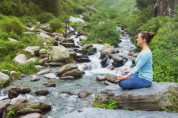 Image showing Woman in Padmasana outdoors