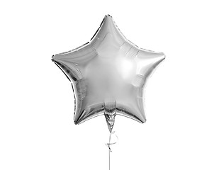 Image showing one silver star balloon over white background