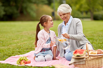 Image showing grandmother and granddaughter at picnic in park