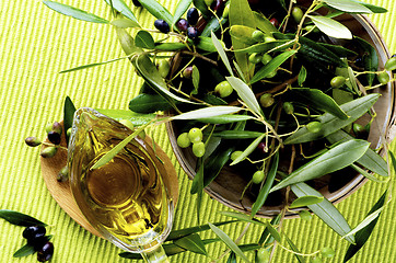 Image showing Olive Oil and Olives