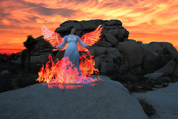 Image showing Person Light Painted in the Desert Under the Night Sky