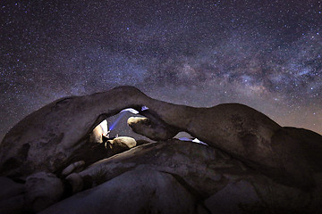 Image showing Person Light Painted in the Desert Under the Night Sky