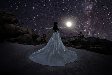 Image showing Person Light Painted in the Desert Under the Night Sky